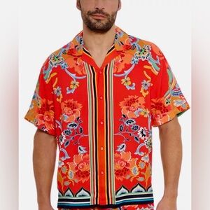 Robert Graham Taj Floral Leisure Fit Button Down Camp Shirt. Sz.